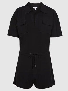 Reiss Cara black knit short sleeve playsuit, size M, good condition